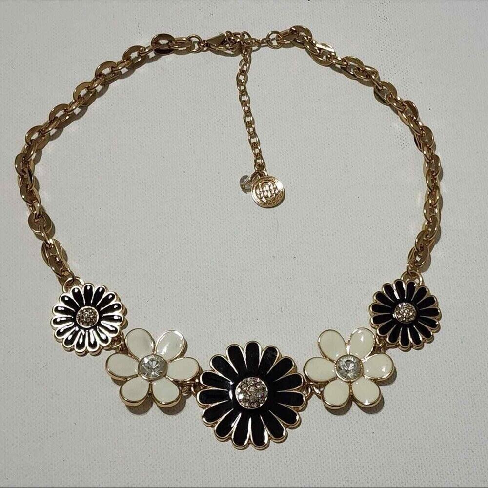 Tommy Hilfiger black and white flower necklace